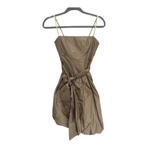 BCBGMaxazria Strapless Dress 100% Silk Taffeta Antique Gold Cocktail dress Sz 0